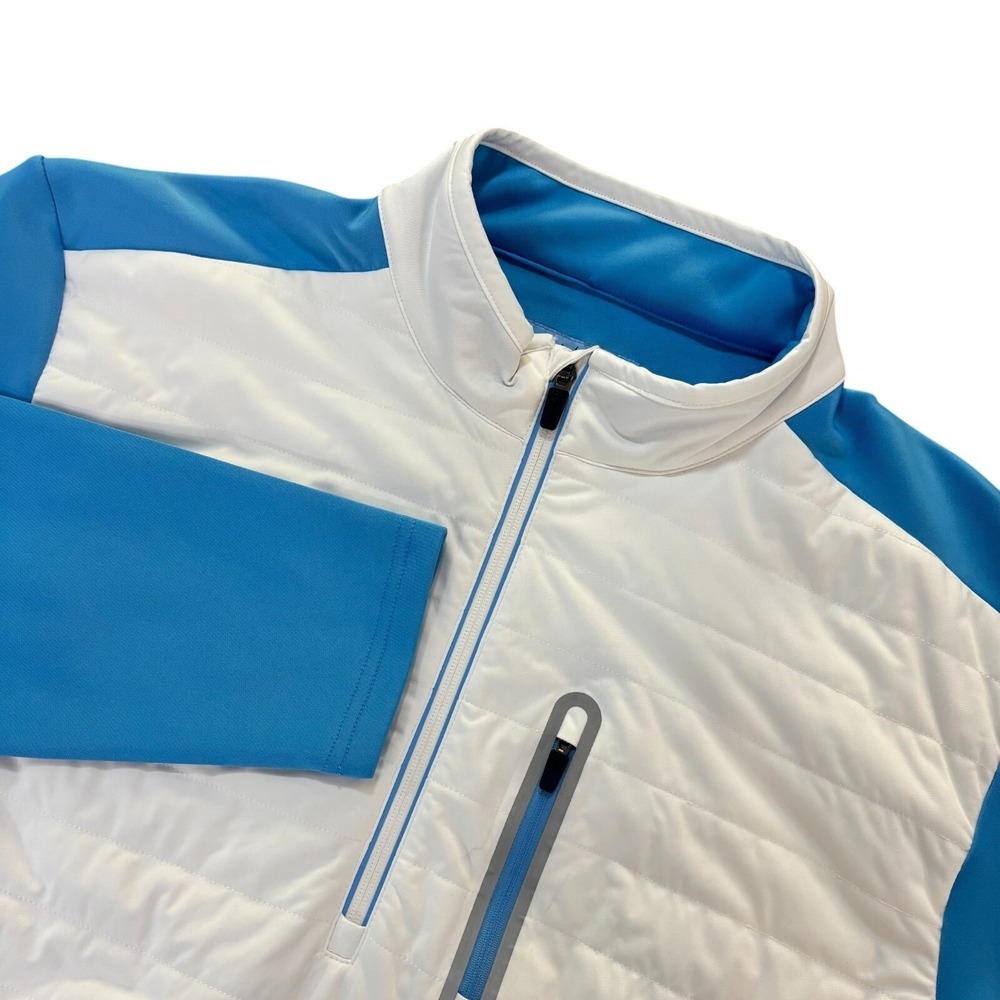 White Water Life Pullover Jacket Mens XXL Blue White Quilted 1/4 Zip Golf